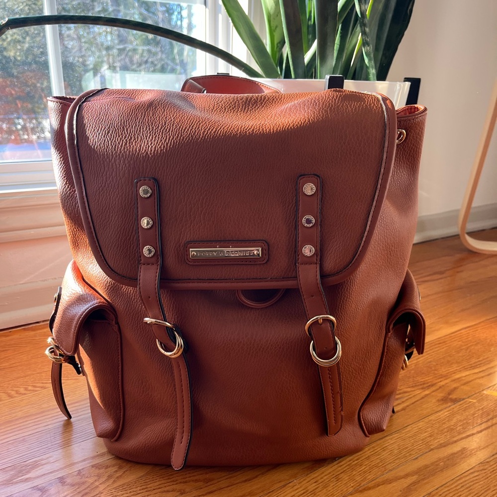 Poppy and Peonies Faux Leather Backpack